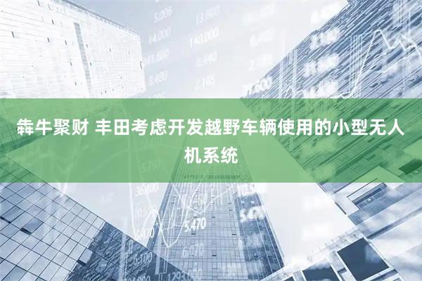 犇牛聚财 丰田考虑开发越野车辆使用的小型无人机系统