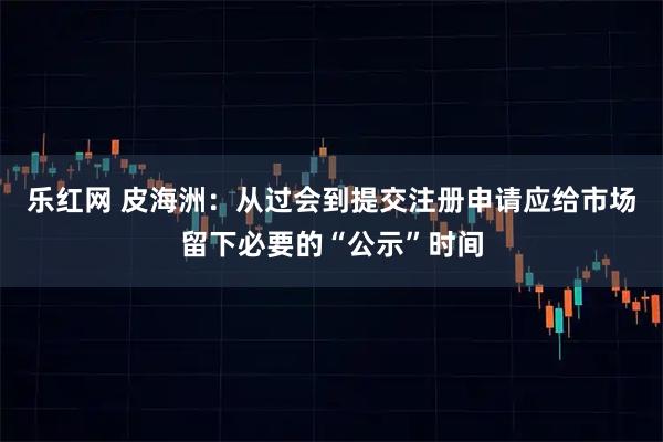 乐红网 皮海洲：从过会到提交注册申请应给市场留下必要的“公示”时间