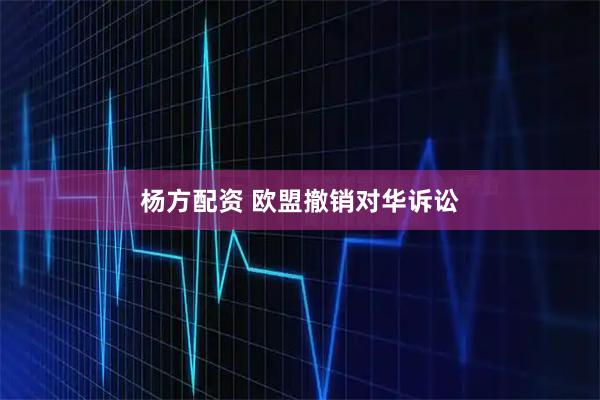 杨方配资 欧盟撤销对华诉讼